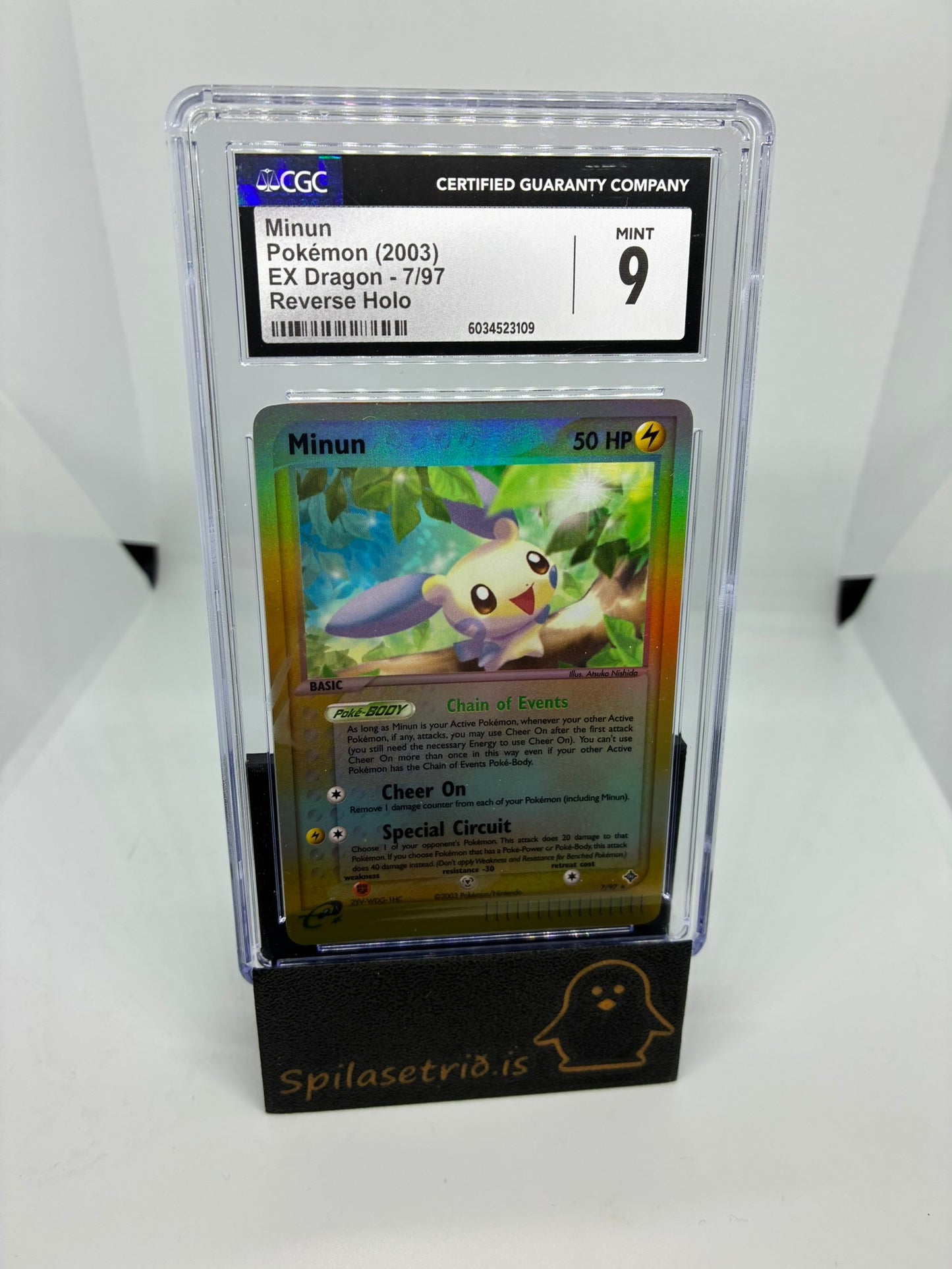 Minun [Reverse Holo] #7 Pokemon Dragon CGC 9