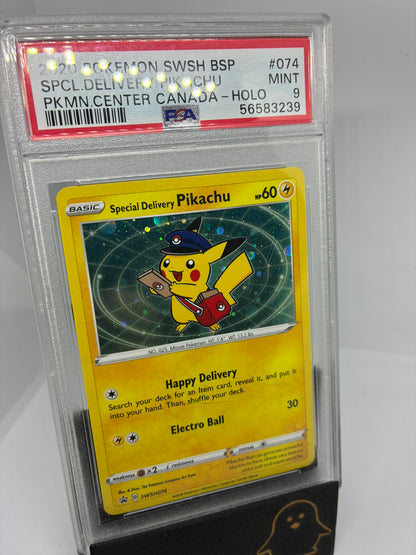 Special Delivery Pikachu #SWSH074 PSA 9 ATH! Rispað slab!
